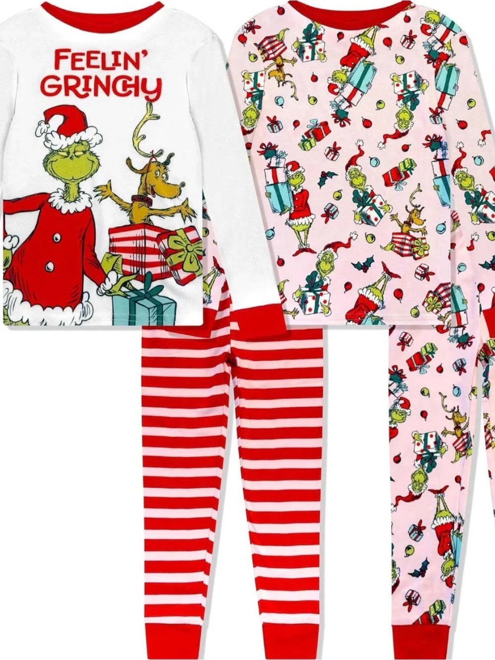 3 sets! Dr. Seuss Grinch Kids One-Piece Pajama Set - Red, Pink, White